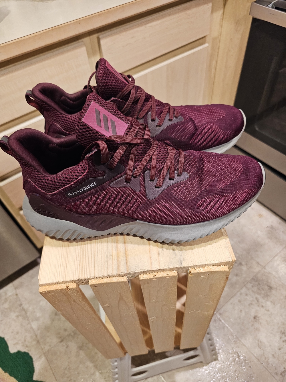 adidas Men's Alphabounce Running Shoes - Burgundy and Gray